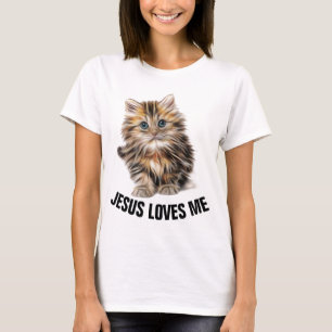 JESUS ME AMA KITTEN CAT, camisetas cristianas