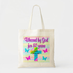 JESÚS ME AMA LA BOLSA DE TOTE DE CUMPLEAÑOS 80