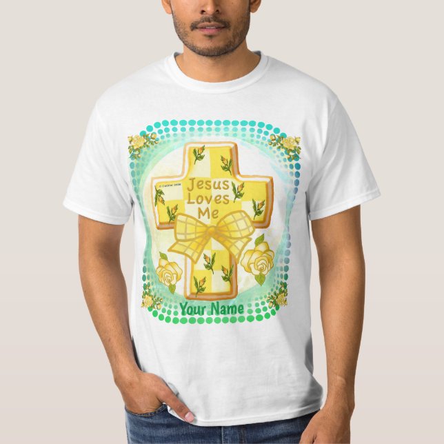 Jesús Me Ama La Cruz Cristiana Camiseta (Anverso)