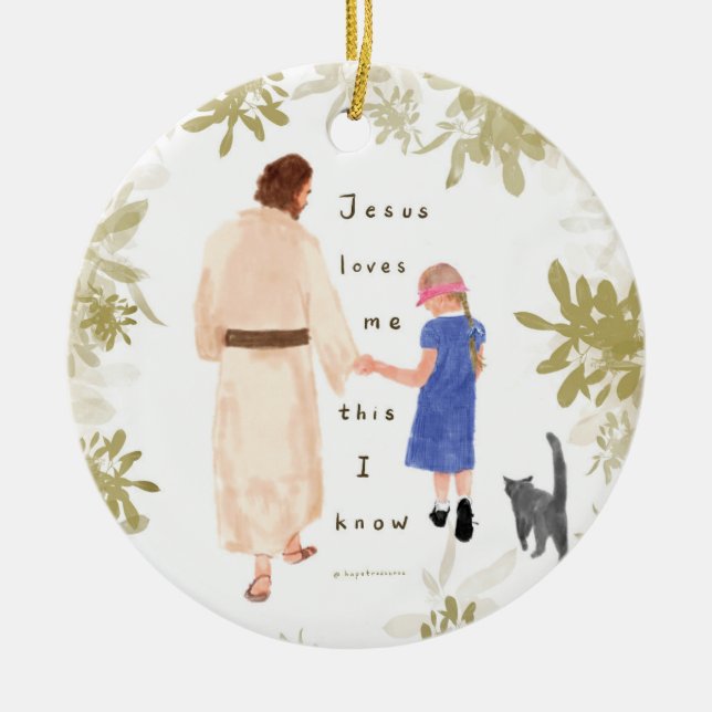 Jesús Me Ama Navidades Ornamento cerámico (Frente)