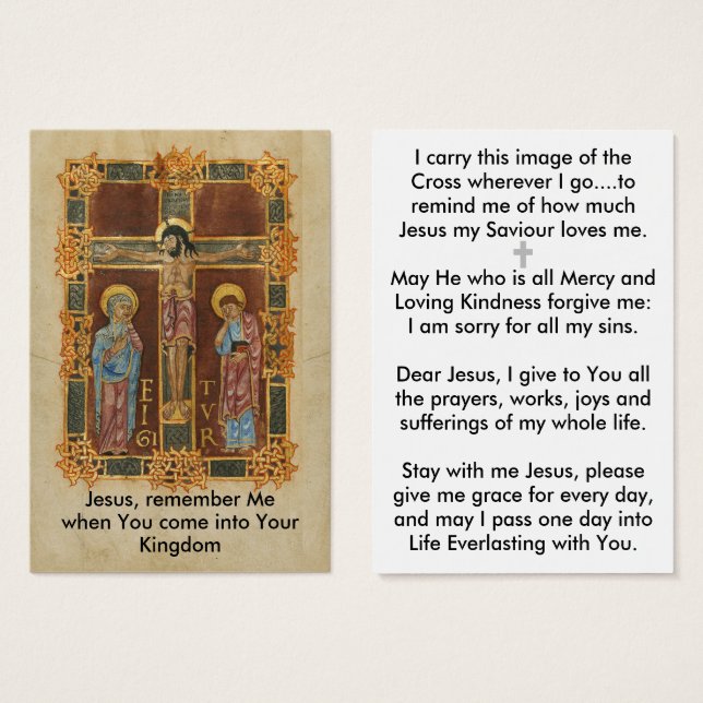 Jesús me recuerda la tarjeta de oración (Anverso y reverso)