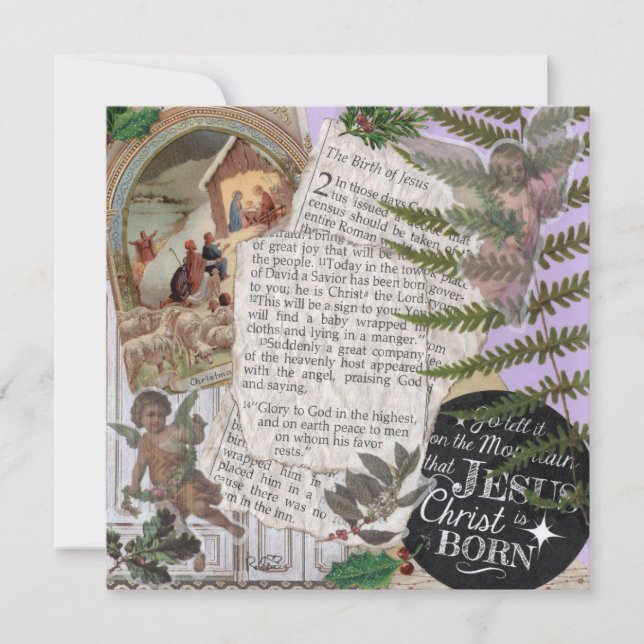 Jesús nació como Navidad tarjeta de felicitación p (Anverso)