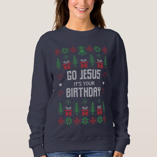Jesús Navidades de cumpleaños sudadera fea sudader (Anverso)