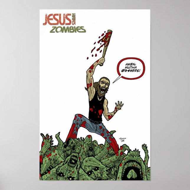 Jesús odia la impresión "Amén" de Zombies (Frente)