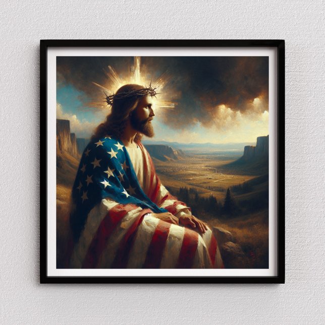 Jesús Patriótico Arte Cristiano Estadounidense (Subido por el creador)