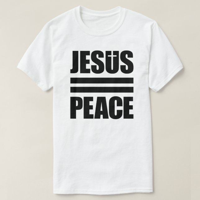 JESUS=PEACE blanco, camisa negra (Diseño del anverso)
