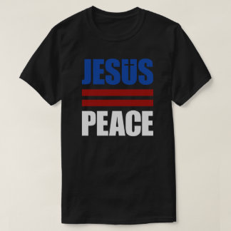 JESUS=PEACE rojo, camisa blanca, azul