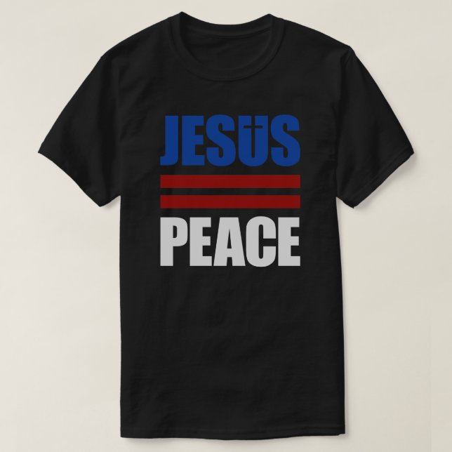 JESUS=PEACE rojo, camisa blanca, azul (Diseño del anverso)