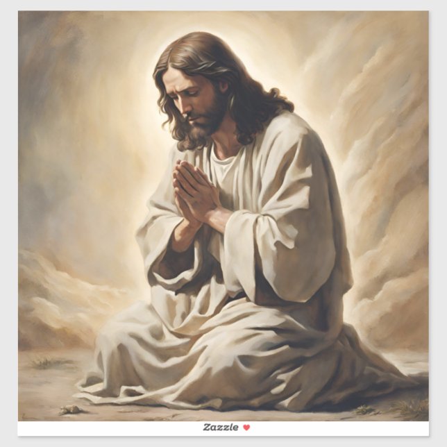 Jesus Praying Vinyl Pegatina (Hoja)