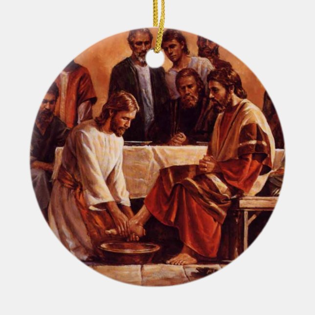 Jesús que lava el ornamento de los pies de los (Frente)