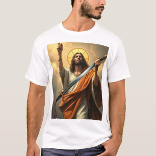 Jesús regresa con una espada camiseta de los hombr