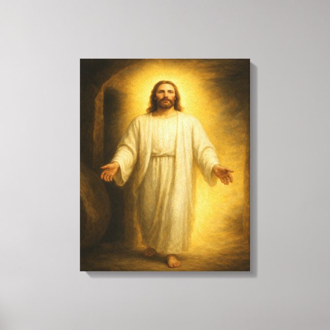 Jesús resucitó del lienzo de arte Tomb™ LDS (Anverso)