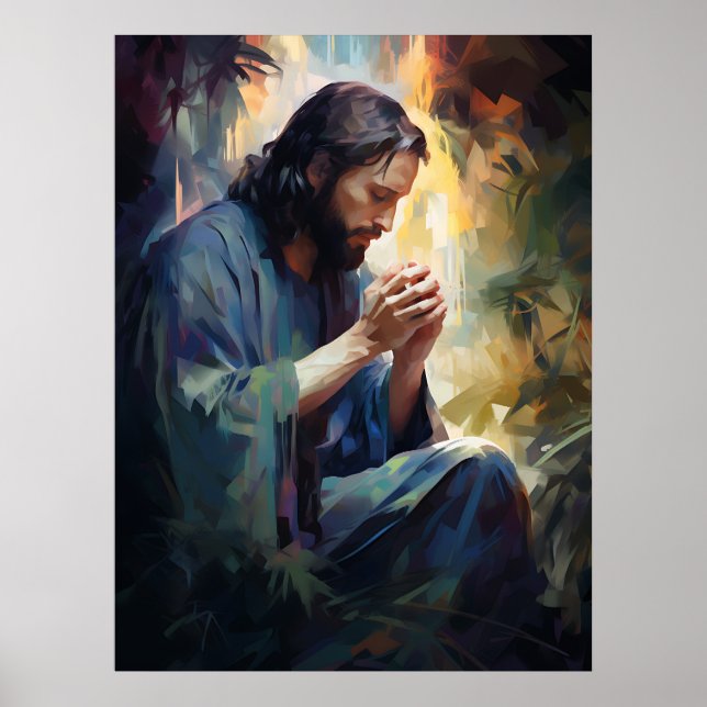 Jesús rezando al Poster de arte (Frente)