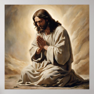Jesús rezando al Poster de arte