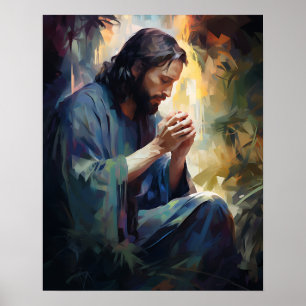 Jesús rezando al Poster de arte