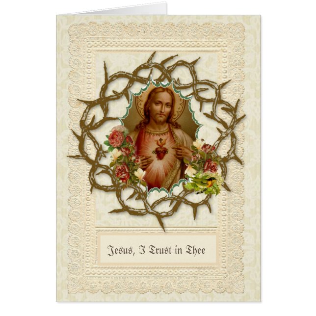 Jesús Sagrado Corazón Católico Floral Religiosa (Frente)
