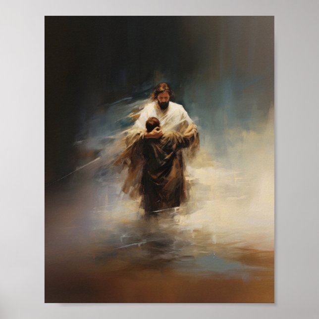 Jesús salva a Peter - Biblia Versa impresión digit (Frente)
