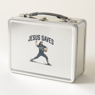 Jesús salva al lanzador de béisbol Camiseta de gra