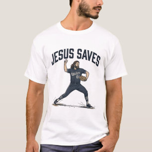Jesús salva al lanzador de béisbol Camiseta de gra