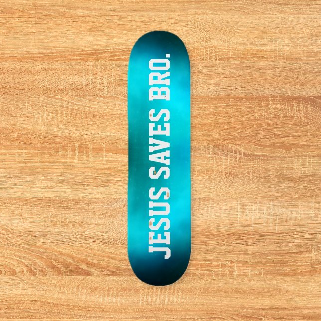 Jesús Salvó Al Hermano. Skateboard de niebla azul  (Jesus Saves Bro. Abstract Blue Haze Skateboard)