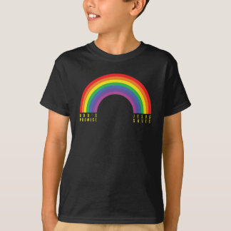Jesús salvó el arco iris de camiseta negra del niñ