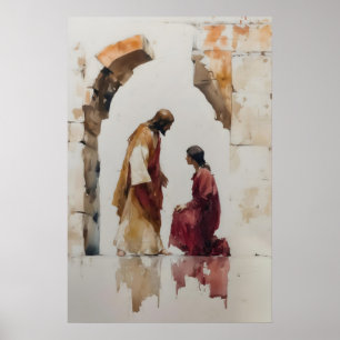 Jesús Sanando Impresión Minimalista Biblia Milagro