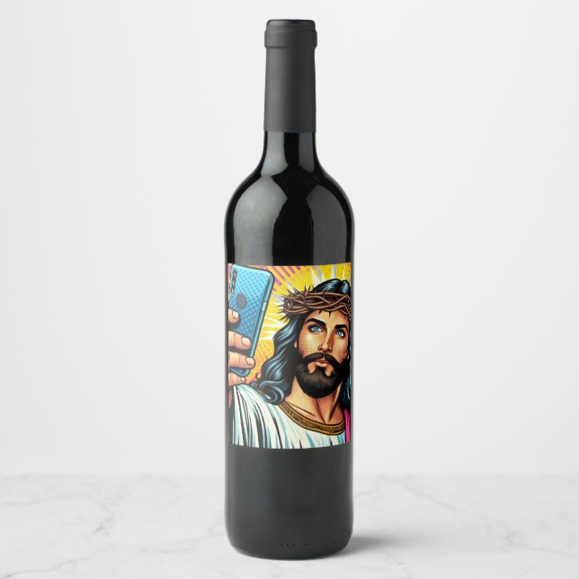 ¡Jesús selfie la etiqueta de la botella de vino! (Anverso)
