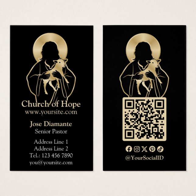 Jesus Shepherd Vertical Business Card (Anverso y reverso)