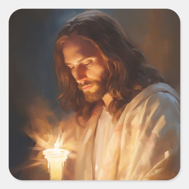 Jesús Sostenía Pegatinas de Velas (Anverso)