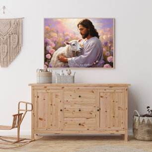 Jesús sosteniendo el cordero perdido Arte Cristian