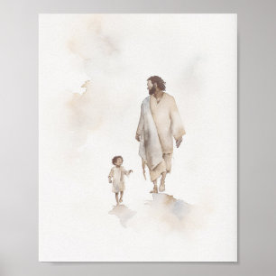 Jesús sosteniendo un niño - Arte de pared cristian