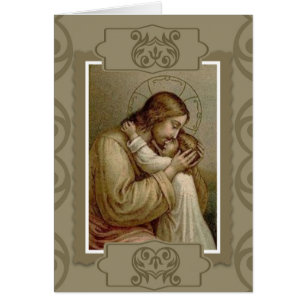 Jesús sostiene a un niño chica