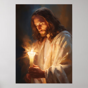 Jesús sostiene al Poster de Arte de Velas