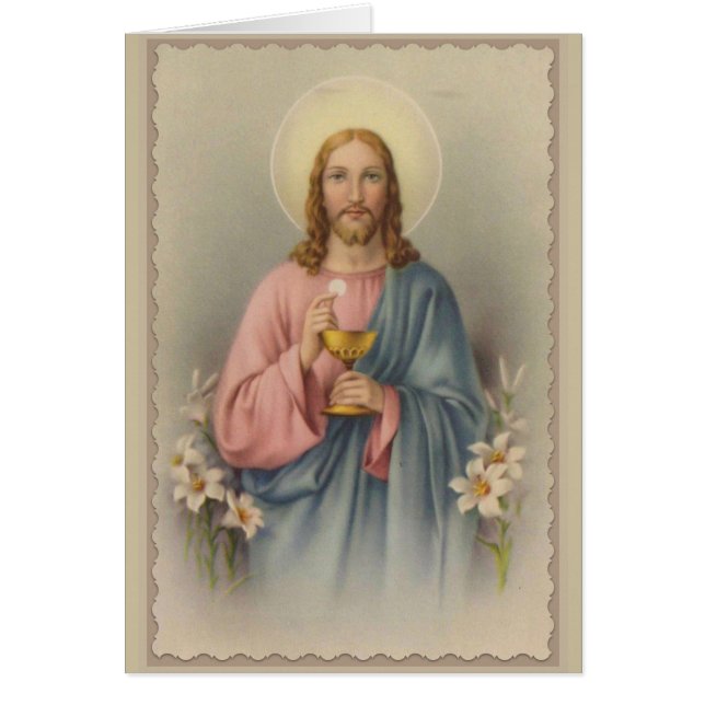 Jesús sostiene la Eucaristía y el cáliz (Frente)