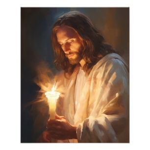 Jesús sujetando la foto de las velas
