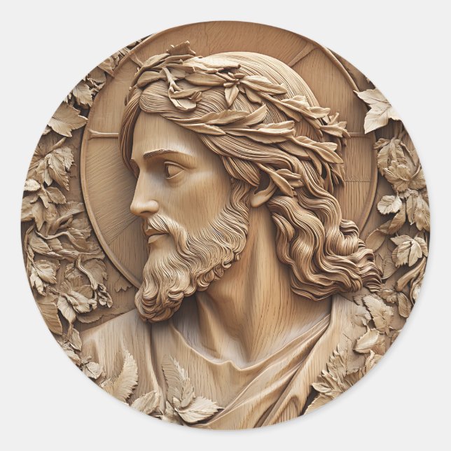 Jesús tallando Pegatinas (Anverso)