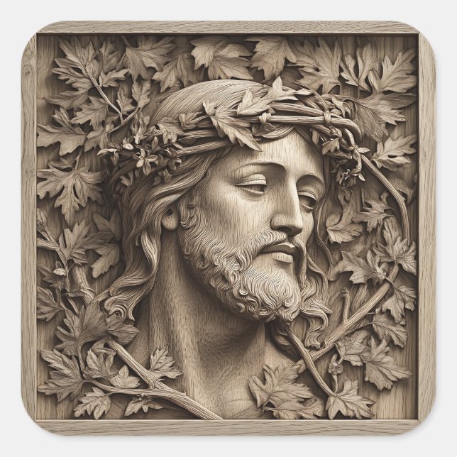 Jesús tallando Pegatinas (Anverso)