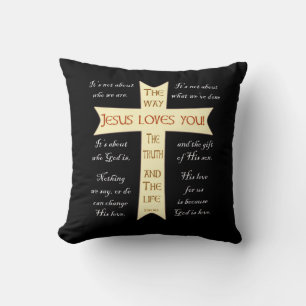 Jesús te ama - Negro y Púrpura - arroja almohada