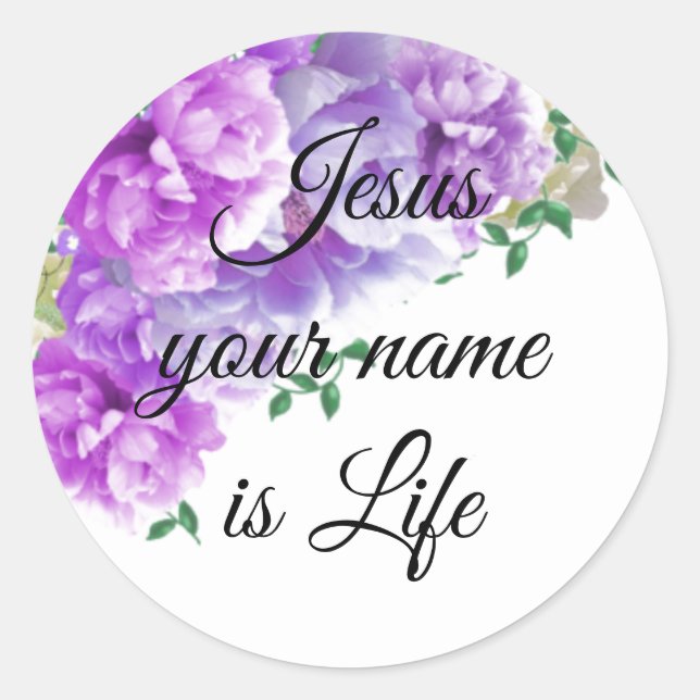 Jesús Tu Nombre es Vida Pegatina Redonda (Anverso)