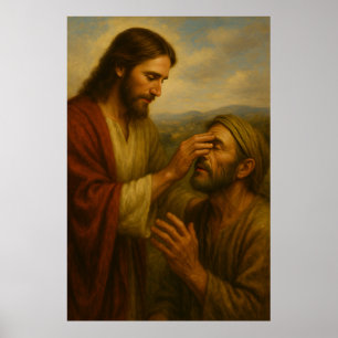 Jesús Y El Hombre Ciego™ Poster De Arte De Muro LD