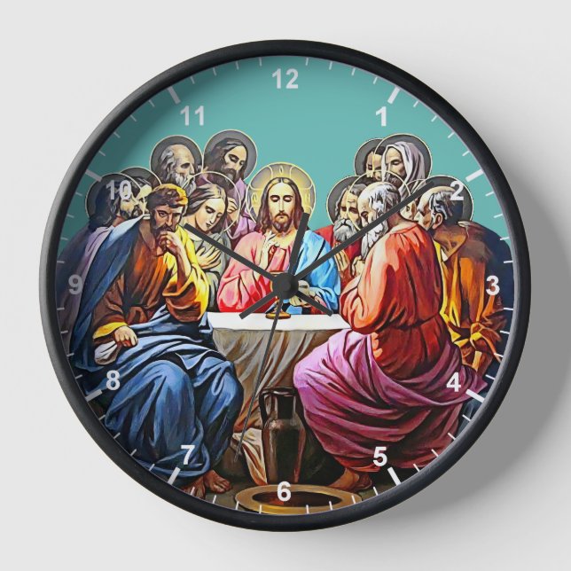 Jesús y el reloj de pared de 12 discípulos (Anverso)