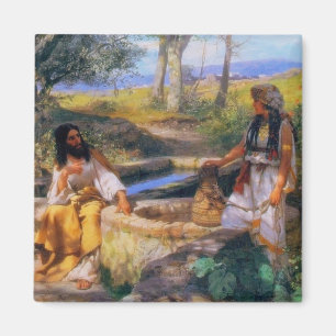 Jesús y la mujer del samaritano en el imán bien 