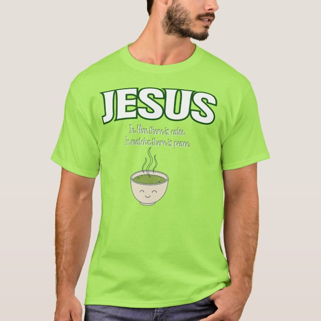jesus y matcha divertidos, camiseta verde matcha (Anverso)