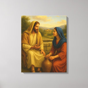 Jesús y mujer en el lienzo de arte de pared LDS We