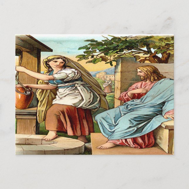 jesús y mujeres en la postal del pozo (Anverso)