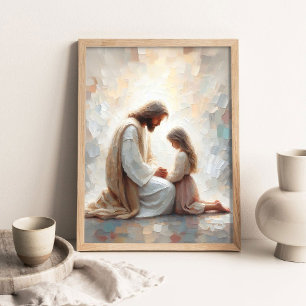 Jesús y niña rezando, Arte cristiano moderno