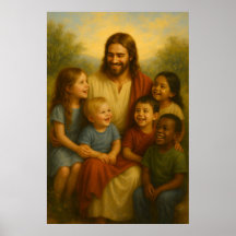 Jesús Y Niños™ Poster De Arte De Pared De LDS