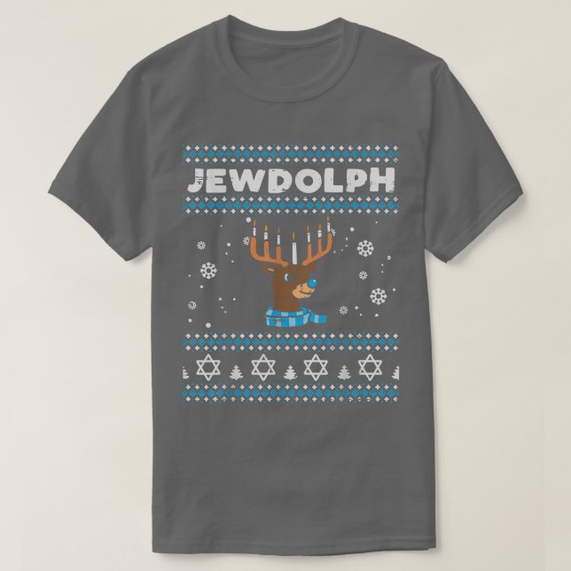 Jewdolph Ugly Hanukkah Sweater Reindeer Funny Chan (Diseño del anverso)