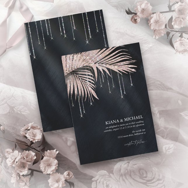 Jewel Palm Leaf Boda Rosa Oro/Navy ID830 (Subido por el creador)
