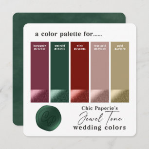 Jewel Tone Swatches Boda Tarjeta de paleta de colo